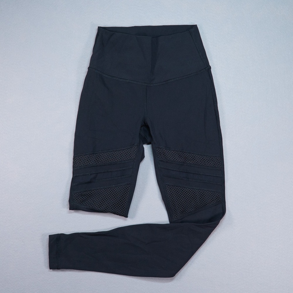 Lululemon Women Black High Rise Leggings Mesh Panel Yoga Athletic Pants Size 4 6 - Picture 1 of 6